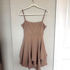 Windsor Tan Spaghetti Strap Mini Dress for Cocktail Nights